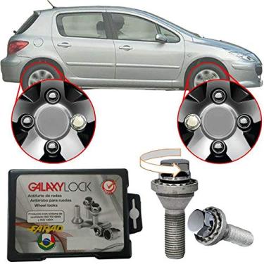 Imagem de Trava Antifurto Anti Roubo de Roda Parafuso Porca Farad Galaxylock Peugeot 307 2002 à 2012 Com Mais de 10.000 Segredos BE8/M