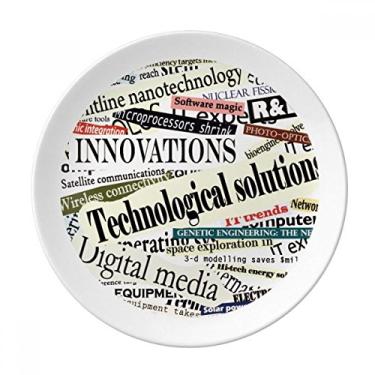 Imagem de Prato de fundo com estampa de veias de texto decorativo de porcelana Salver louças de jantar