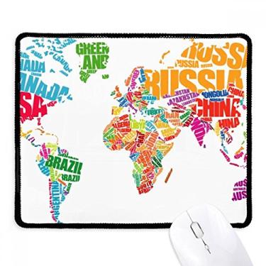 Imagem de Mutlicolour Mapa-múndi nome dos países Mousepad borda costurada tapete de borracha para jogos