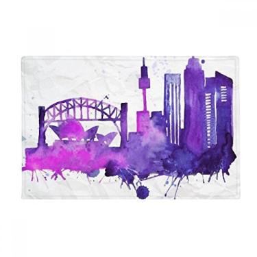Imagem de DIYthinker Australia Sydney Opera House Tapete de Aquarela Tapete antiderrapante para porta de banheiro