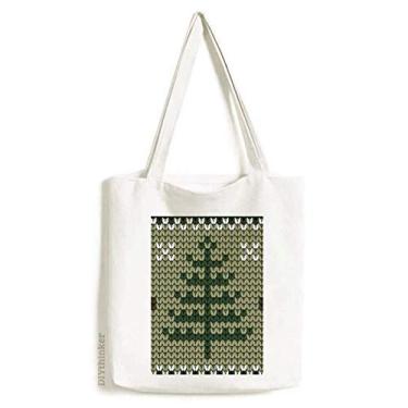 Imagem de Sacola de lona com estampa de alce marrom árvore de Natal bolsa de compras casual bolsa de mão