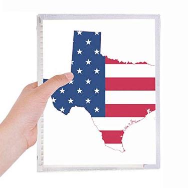 Imagem de Mapa dos EUA do Texas com estrelas listradas, caderno em forma de bandeira de folhas soltas diário recarregável