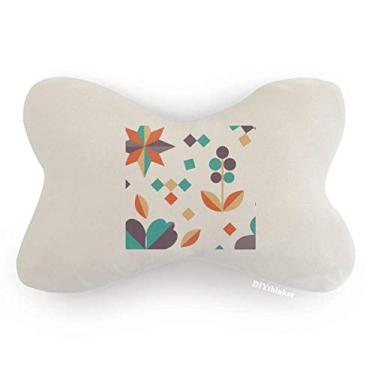 Imagem de DIYthinker Almofada para decoração de pescoço com pintura de plantas de pixel de flor para carro, almofada para apoio de cabeça