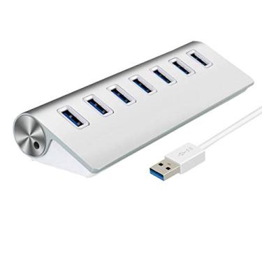 Imagem de LITTONE® 7 portas USB HUB 3.0, alta velocidade de transferência de dados USB HUB 7 portas de dados multi USB, USB HUB Splitter (7 portas)