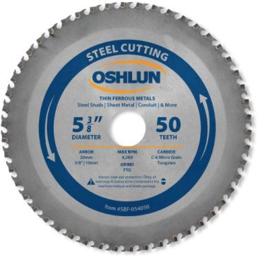 Imagem de Oshlun SBF-054050 Lâmina de serra FTG de 50 dentes 5-3/8" com mandril de 20 mm (buchas de 5/8" e 10 mm) para aço suave fino e metais ferrosos