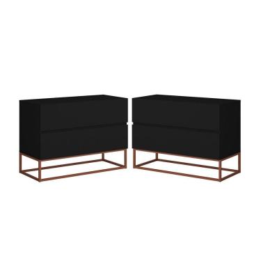 Imagem de Kit Mesas de Cabeceira Preto/Cobre Estilo Industrial Com Pés De Ferro