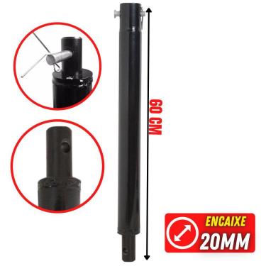 Imagem de Haste de Extensão 60cm Com Pino Trava e Diâmetro de Encaixe 20mm em Ferro Para Perfurad...