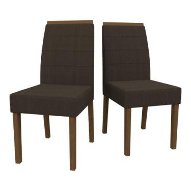 Imagem de Kit 2 Cadeiras De Jantar Isis Veludo Amêndoa Marrom Bnn Decor - New Ce