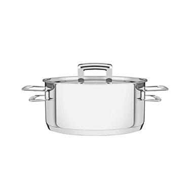 Imagem de Caçarola Rasa Fundo Triplo com Tampa Plana e Alças Tramontina Inox 24Cm, BRAVA