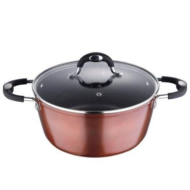 Imagem de Caçarola Bergner Pandora em Alumínio Forjado com Revestimento em Marble e Fundo de Indução Marrom - 24 cm