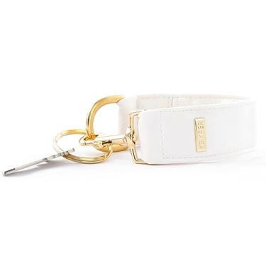 Imagem de KEYPER® Chaveiro de pulso - chaveiro útil pulseira cordão de pulso para chaves porta-chaves porta-chaves chaves de carro chaveiro chaveiro alça de pulso, Couro branco puro/vegano