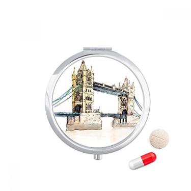 Imagem de London Bridge em Londres, Inglaterra, porta-comprimidos, porta-comprimidos, caixa de armazenamento de medicamentos, dispensador de espelho para presente