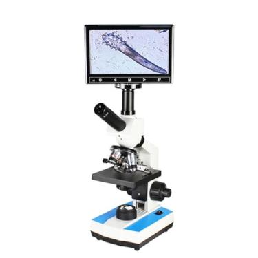 Imagem de Microscópio biológico profissional, microscópio monocular com display, com holofote móvel de mesa de colocação, observação de grande angular, 5000x, com display-7" screen