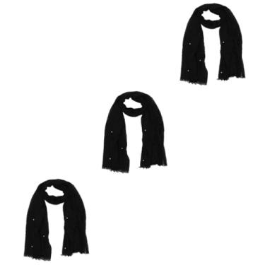 Imagem de CALLARON 3 Pecas xale turbante vestido de jantar preto para mulheres vestido de noite xale hijab de chiffon xaile xale ao ar livre xale multiuso Moda lenço barba Senhorita algodão