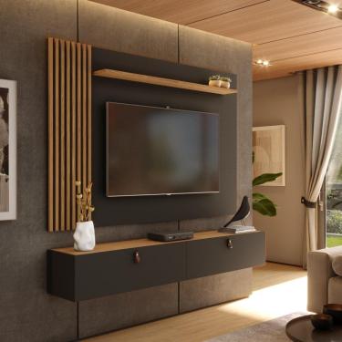 Imagem de Rack com Painel Ripado Suspenso para TV até 70 Polegadas 2 Portas Grécia 180cm