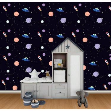 Imagem de Papel de Parede Infantil Universo Kids Adesivo Impermeável e Lavável Quarto Infantil