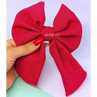 Imagem de Laço de Tecido Linho com pontas Longas / Laço presilha para Cabelo / Laços grande para Adulto e Infantil Feminino Luxo