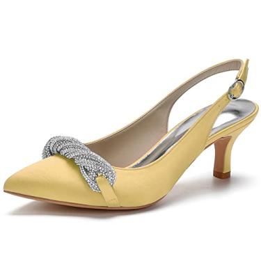 Imagem de GAGALU Sandálias femininas de bico fino, sapatos de festa de verão, Dourado, 34