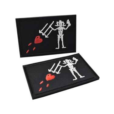 Imagem de Patch tático de bandeira de barba preta emblema militar emblema engraçado pirata Edward Sigil Flags adesivos táticos para mochilas, chapéus, bolsas, 2 peças (Edward's Trident)