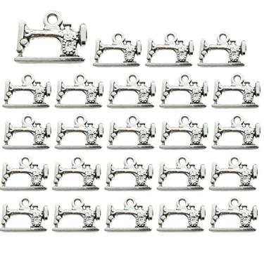Imagem de QUANXILXU 24 pingentes para máquina de costura, pingentes, fabricação de joias requintadas, pequenos e portáteis, pingentes de prata antigos para fabricação de colar e pulseira