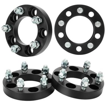 Imagem de Youxmoto 4 peças 5 x 4,5 2,5 cm espaçadores de roda adaptadores de roda 82,5 mm furo adequado para Ford Edge Explorer Mustang Ranger, apto para Jeep Grand Cherokee Wrangler com pinos de 1/2 - 20