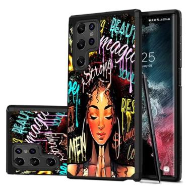 Imagem de Compatível com Galaxy S22 Ultra, capa antiarranhões à prova de choque, capa armadura resistente híbrida de camada dupla para Samsung Galaxy S22 Ultra 5G 6,8 polegadas 2022, mulheres afro-americanas afro-negras com coroa