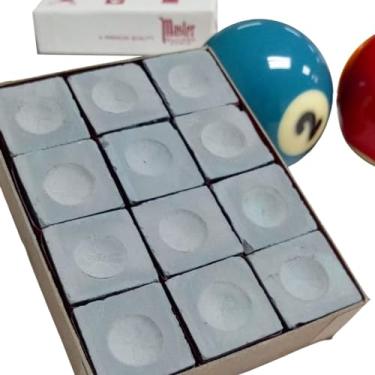 Imagem de 12un. Giz Master Profissional para Taco de Sinuca/Bilhar c/Sola de Couro cinza