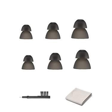 Imagem de Cúpulas de aparelhos auditivos Smoky Power Domes para Resound Sure Fit RIC RITE e Open Fit BTE Amplificador auditivo com ferramenta de limpeza (mistura (6 unidades))