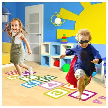 Imagem de CHABAEBAE Decalques de caminho sensorial | Quebra-cabeças de chão divertidos para crianças Hopscotch Game Adesivos para sala de aula e casa | Decalques sensoriais para caminhada | Adesivos sensoriais
