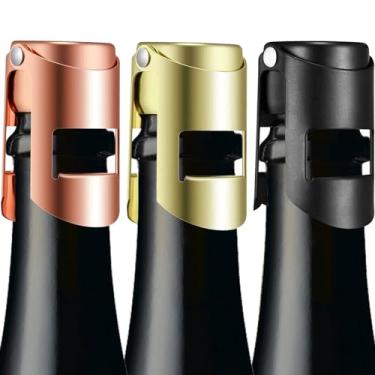 Imagem de HYZ Pacote com 3 rolhas de champanhe, rolha de garrafa de vinho espumante de aço inoxidável com vedação hermética de silicone puro - Economizador de vinho profissional para champanhe, prosecco e cava