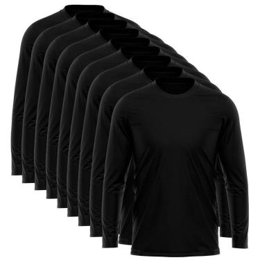 Imagem de Kit 9 Camisetas Via Basic Manga Longa Dry UV Proteção Solar Masculina-Masculino