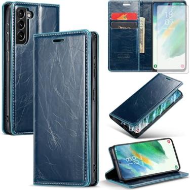 Imagem de Asuwish Capa de telefone para Samsung Galaxy S21 FE 5G capa carteira de vidro temperado protetor de tela flip porta-cartão de crédito slot suporte bolsa celular S 21 EF S21FE5G UW S21FE 21S G5 6,4