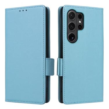Imagem de SHANJINL Capa carteira para Samsung Galaxy S24/S24 Plus/S24 Ultra, capa flip de couro PU com suporte para cartão e proteção total da câmera TPU capa interna, azul 1,15 pro 6,1 polegadas