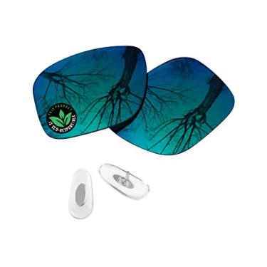 Imagem de Raydi Lentes de reposição de policarbonato e protetores de nariz para óculos de sol quadrados RayBan Chromance RB4264 58 mm - verde esmeralda espelhado - polarizado