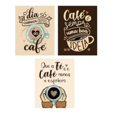 Imagem de Kit 3 Placas Decorativas 20x25 para Cantinho do Café Cozinha Padaria