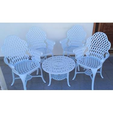 Imagem de Conjunto de Mesa Para Jardim Copacabana com Mesa Baixa em Alumínio Fundido Unifer Móveis