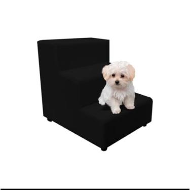 Imagem de Escada Escadinha Pet com 3 Degraus para Cachorro ou Gato Cor preto