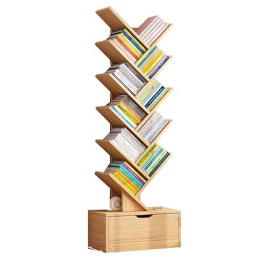 Imagem de Generic - Prateleira de Armazenamento de Chão para Livros, CDs, Plantas, Estante Organizadora de Árvore com Armário, Estante Rústica para Sala de Estar, Escritório, Quarto - 14 Camadas