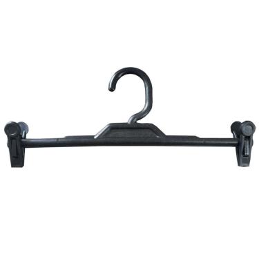 Imagem de Kit 50 Cabides com Presilhas Preto para Lojas Plástico Prendedor Saias Bermudas Expositor