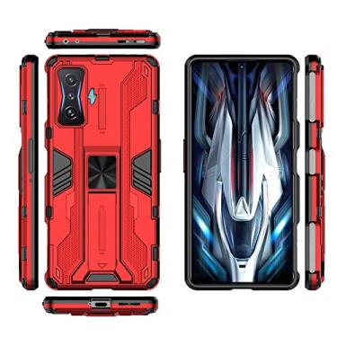 Imagem de Pzwoxukhov Capa para Xiaomi Poco F4 GT/Redmi K50 Gaming Case, Capa protetora para celular com suporte, função de atração magnética capa vermelha