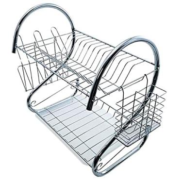 Imagem de Escorredor de Louças Duplo com Porta talheres Cromado Casita