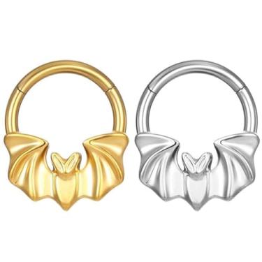 Imagem de LOMISS Brinco Piercing Nariz Argola Piercing Septo Orelha Tragus Pvd Clik Morcego 1,2x8mm (Dourado)