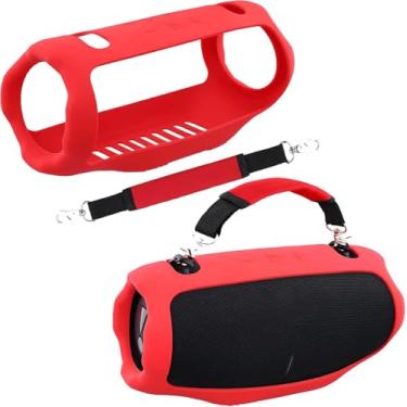 Imagem de co2CREA Capa de silicone para alto-falante Bluetooth portátil Xtreme 4 - Capa protetora com alça, estojo de viagem (vermelho)