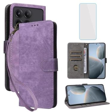 Imagem de IUQXU Capa carteira para celular Xiaomi Poco X6 Pro 5G com protetor de tela [bloqueio RFID] capa de celular flip de couro com suporte para cartão feminino e masculino para Xiaomi Redmi K70E 5G PocoX6