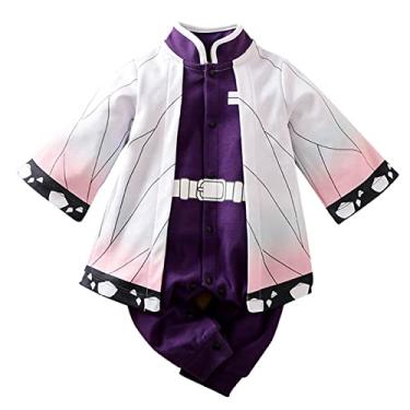 Imagem de RELABTABY Lindo macacão para bebês meninos e meninas recém-nascidos anime macacão infantil cosplay cosplay roupa roupa, A - roxo, 9-12 Meses