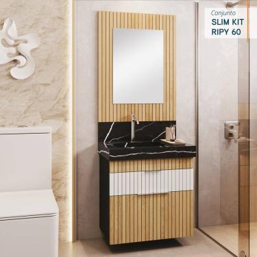 Imagem de Conjunto Completo para Banheiro Slim Kit Ripy 60cm Preto