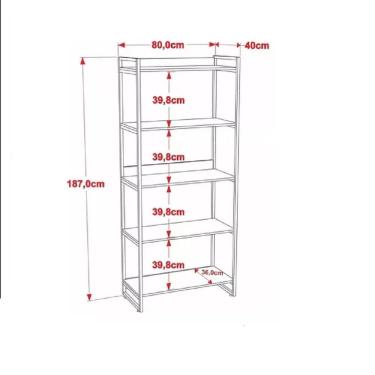 Imagem de Estante City Estilo Industrial L 800/a 1870 Preto/Amadeirado