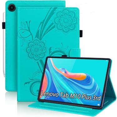 Imagem de Kitzomi Capa para Lenovo Tab M10 Plus 3ª geração 2022 (TB125FU/TB128FU/TB128XU), couro PU premium e suporte com suporte para caneta para Lenovo M10 Plus 3ª geração, turquesa