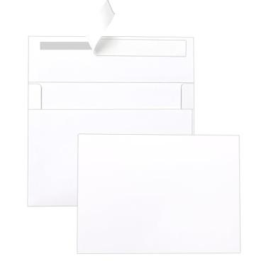 Imagem de Silunkia Cartões de felicitações e envelopes brancos em branco, 10 x 13 cm, cartolina plana pesada e envelopes A2 para impressão, 20 pacotes para convites de casamento, festa, cartões de