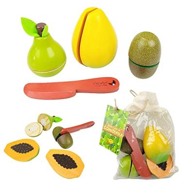 Imagem de Coleção Comidinhas Kit Frutinhas Com Corte- Mamão, Pêra E Kiwi + Faca, New Art